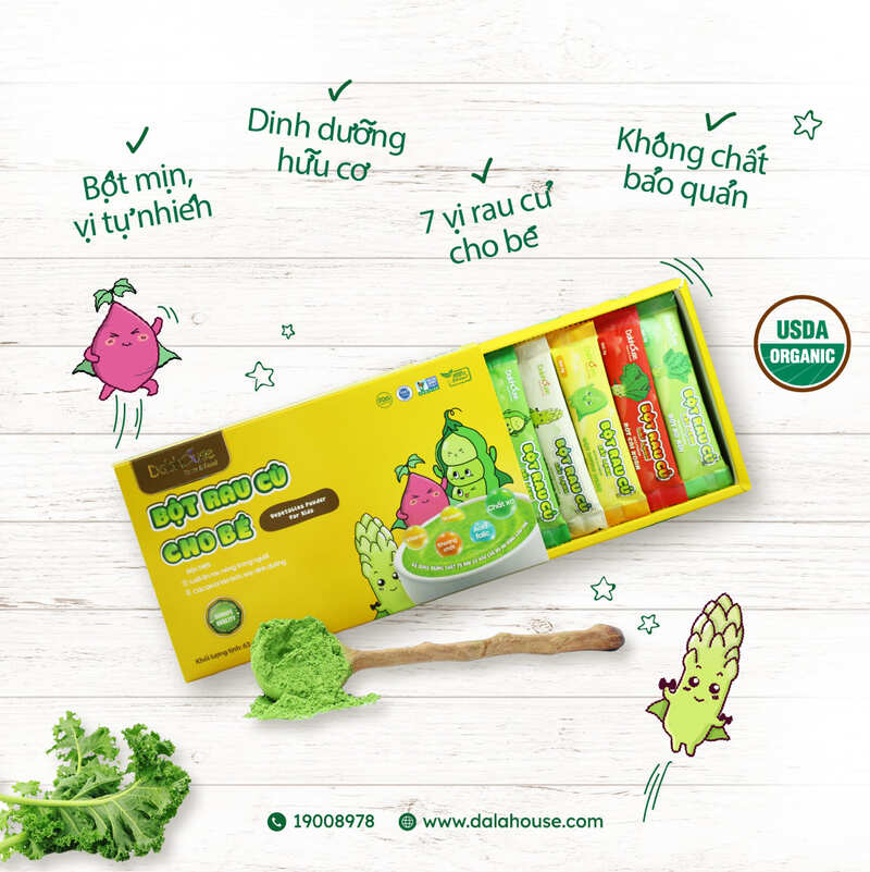 Bột rau củ cho bé 100% nguyên chất, an toàn tuyệt đối