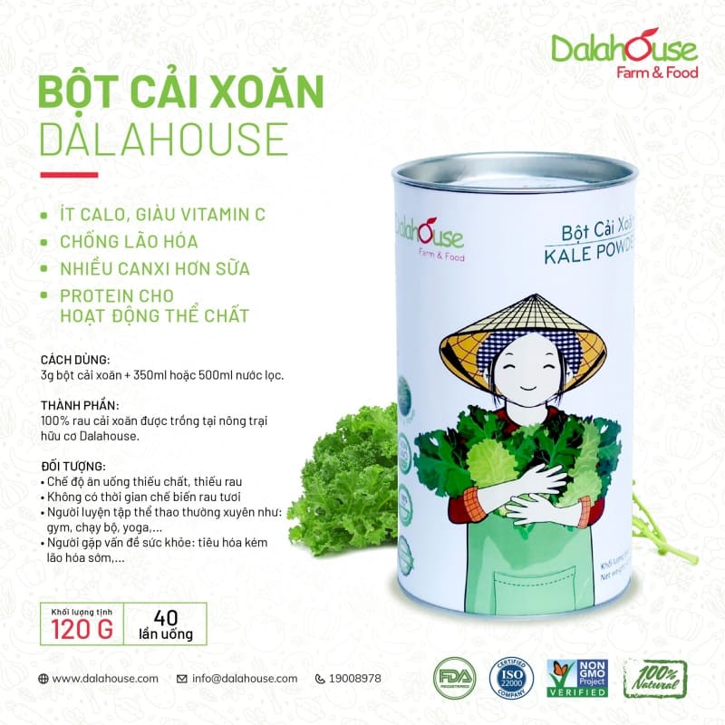 Bột cải xoăn (cải kale), công nghệ hiện đại, an toàn