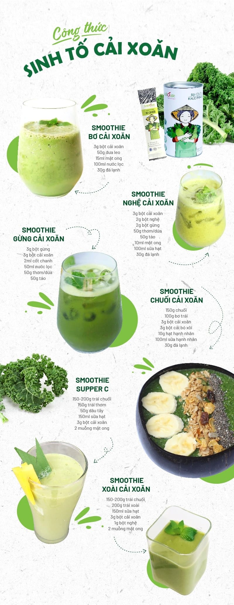 Bột cải xoăn (cải kale), công nghệ hiện đại, an toàn