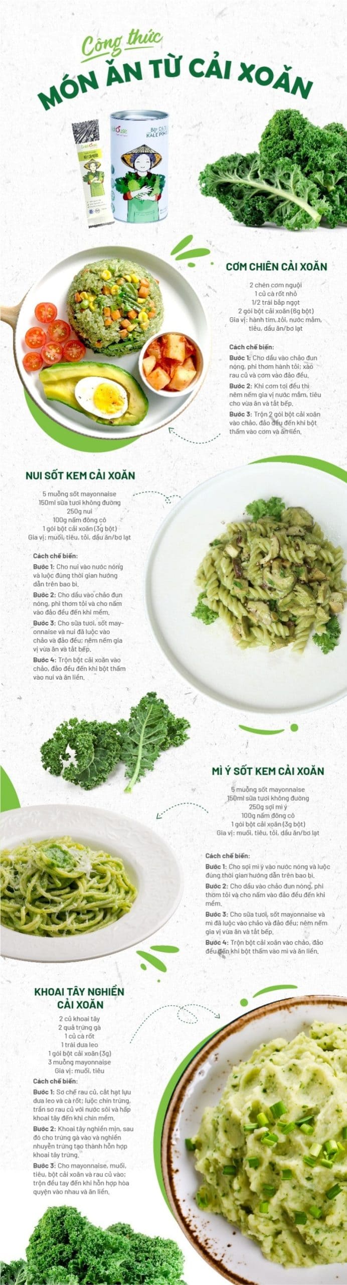 Bột cải xoăn (cải kale), công nghệ hiện đại, an toàn