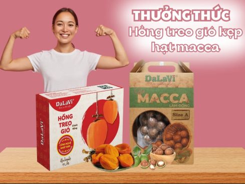 Ăn hồng treo gió kẹp hạt macca - Cách thưởng thức dinh dưỡng